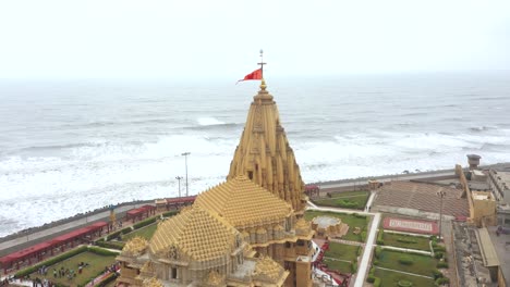 Aerial-rotating-shot-of-Somnath-mandir