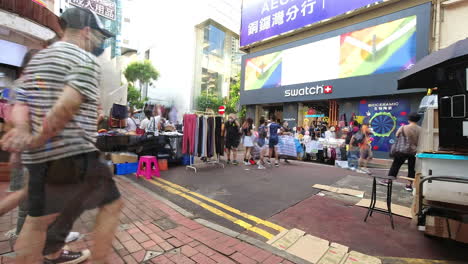 Public-Outdoor-Market-in-Lee-Garden-Road-in-Causeway-Bay,-Hong-Kong