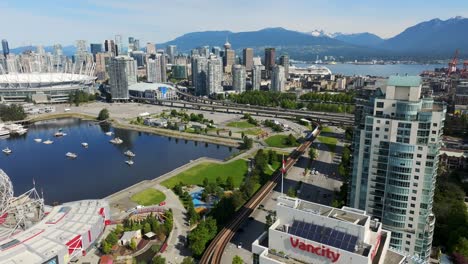 El-Estadio-Bc-Place-Y-El-Horizonte-Del-Centro-De-Vancouver-Desde-El-Edificio-Vancity-En-Canadá