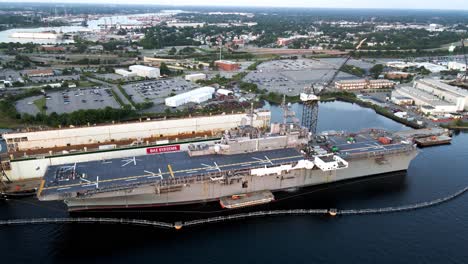 Aerial-View-Of-Aircraft-Carrier-At-BAE-Systems-Norfolk-Ship-Repair