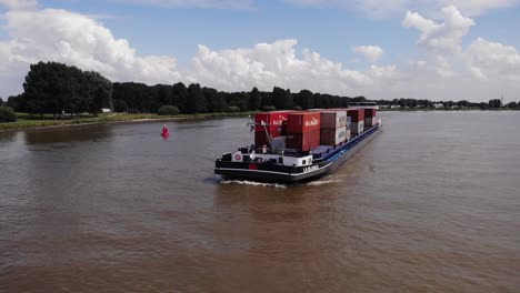 Aerial-View-Of-Forward-Bow-Of-La-Blanca-Cargo-Ship-On-Navigating-Oude-Maas