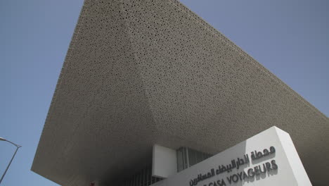 View-on-the-new-train-station-in-Casablanca,-morocco,-called-Casa-Voyageurs