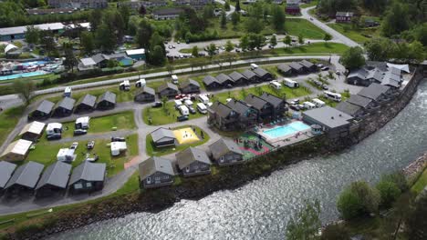 Hardangertun-Feriepark-camping-and-Kinso-salmon-river---Kinsarvik-Norway-aerial