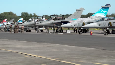 Row-Of-Aircraft-And-People-Participated-At-Gdynia-Aerobaltic-2021-Airshow-In-Gdynia,-Poland