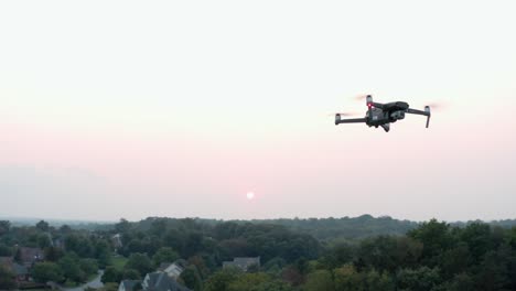 Close-up-aerial-of-drone-flying-in-mid-air