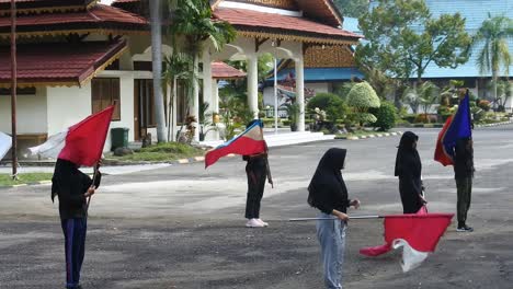 High-school-students-practice-a-marching-band-in-the-city-of-Muara-Bungo,-Jambi,-Indonesia,-May-24,-2022