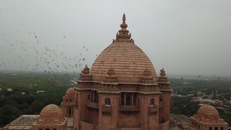 Aerial-Shot-Of-Umaid-Bhawan-Palace,-Jodhpur,-Rajasthan,-India