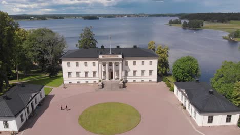 Aerial-view-of-Stjernsund-castle-outside-Askersund,-Sweden