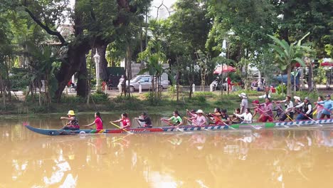 Slow-motion-Shot-of-a-Group-of-Ladies-in-a-Boat-Race