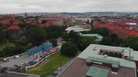 Aerial-view-recorded-from-Korsvagen-in-Gothenburg,-Sweden