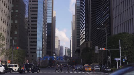 Tokyo-Business-District-Full-Of-High-Rise-Office-Buildings---wide-shot