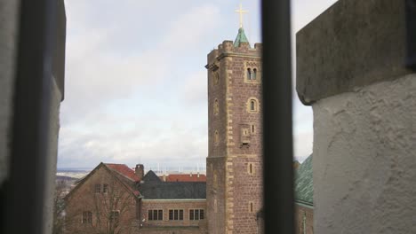 Cámara-Lenta-De-Wartburg-Histórico-Una-Fortaleza-Medieval-De-La-Vieja-Alemania