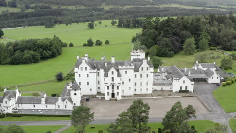 An-aerial-view-of-Blair-Castle-near-Blair-Atholl-in-Perthshire,-Scotland