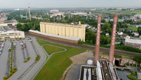 Vista-Aérea-Descendente-De-Drones-De-La-Sede-Mundial-De-Hershey-Chocolate-Company