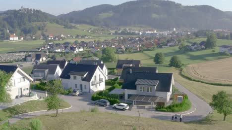 Aerial-circling-over-quiet-village-of-Slovenj-Gradec-in-Slovenia