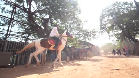 Montar-A-Caballo-En-Cámara-Lenta-En-Matheran-India-Maharashtra