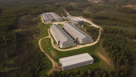 4K-aerial-view-of-a-chicken-avian-in-Rica-Granja-ProenÃ§a