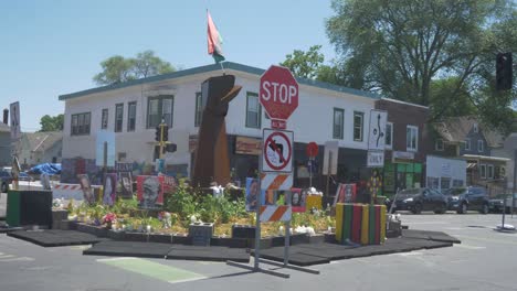 Las-Vidas-Negras-Importan-George-Floyd-Square-Memorial-Garden-Circle-Ocupan-Protesta-Pacífica-Blm-Minneapolis-Minnesota-Cámara-Lenta