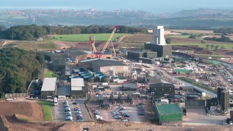 Woodsmith-Polyhalite-Mine,-Whitby---Aerial-Footage,-Clip-2,-Movement:-Left-to-Right-Flight