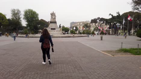 Park-of-the-Exhibition-with-the-centenary-of-the-Independence-fountain,-downtown