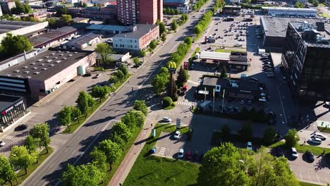 Golden-arches-of-Mcdonald's-near-busy-avenue-of-Savanoriai-in-Kaunas