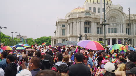 Rainbow-Coloured-Umbrellas-At-Pride-Parade-Outside-Palacio-de-Bellas-Artes-In-Mexico-City-On-25-June-2022