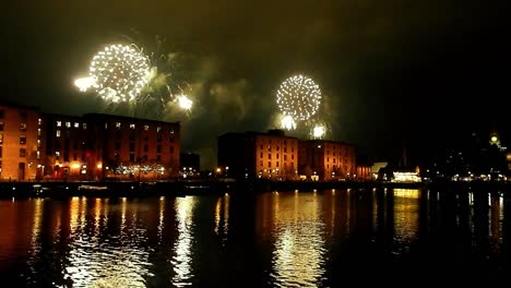 Fireworks-display-at-Liverpool-Albert-dock-to-celebrate-"River-of-Light