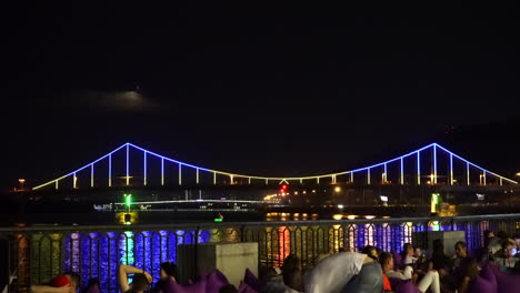 View-of-Parkovyi-bridge-over-Dnieper-river-in-Kiev,-Ukraine