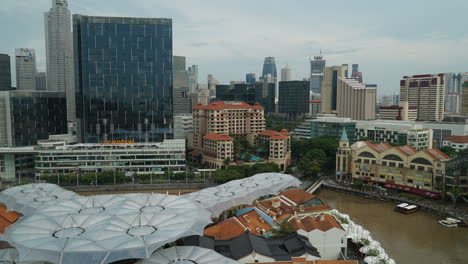 Hochwinkel-Auszoomen-Clarke-Boat-Quay-Singapur