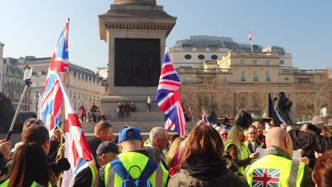 London,-England-Yellow-Jacket-Protesters-in-favour-of-WTO-Brexit-in-Trafalgar-Square-London