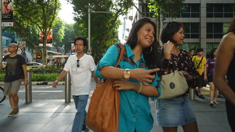 Singapore---Circa-August-Time-lapse-of-people-crossing-the-street-at-a-busy-intersection-in-Singapore