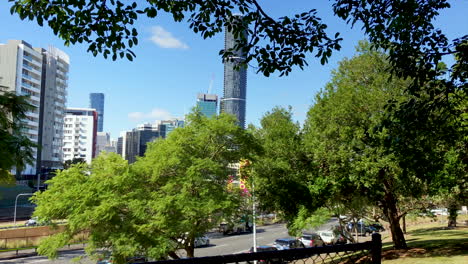 Busy-Brisbane-street-with-city-buildings-in-background-Queensland-Australia