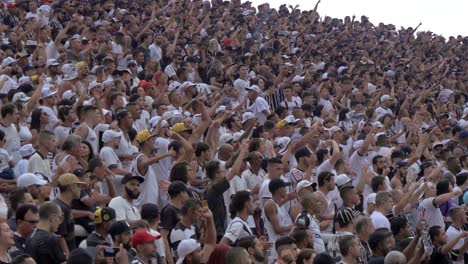 Sao-Paulo,-Brasil---Multitud-De-Imágenes-De-4k-De-Aficionados-Corintios-Celebrando-En-El-Estadio,-Partido-De-Fútbol