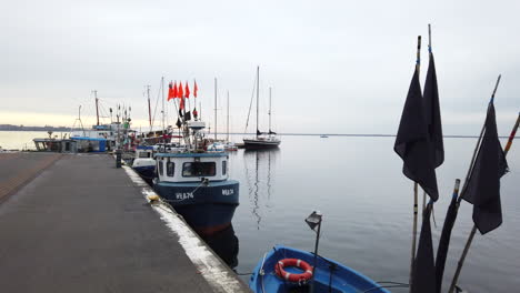 Panorama-De-Un-Puerto-De-Yates-Y-Pesca-De-Disco-Al-Atardecer-De-Otoño