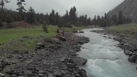 Aerial-Low-Flying-Over-Naltar-River-Bank