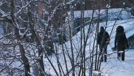 La-Gente-Caminaba-Sobre-La-Nieve-En-Invierno