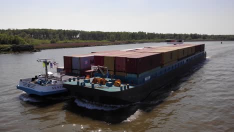 Sento-Vessel-Sailing-On-Inland-Waterway-Of-Oude-Maas-In-Netherlands