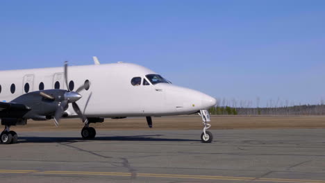 Central-Mountain-Air-Beechcraft-1900-Aircraft-Getting-Ready-To-Take-Off-At-Williams-Lake-Airport-In-Williams-Lake,-British-Columbia,-Canada