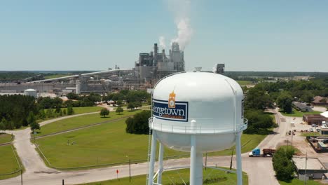 Georgetown-South-Carolina-aerial-establishing-shot-with-International-Paper-mill