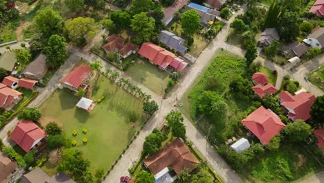 Village-aerial-view,-Muak-Klek,-Saraburi,-Thailand