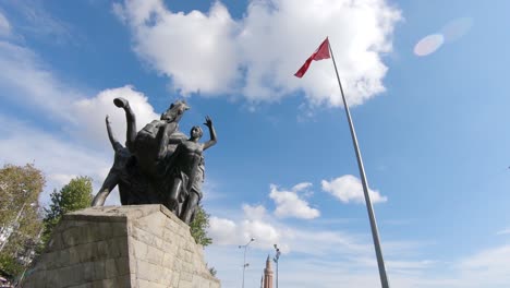 The-National-Ascension-Monument,-Ataturk-monument-in-Antalya,-Turkey