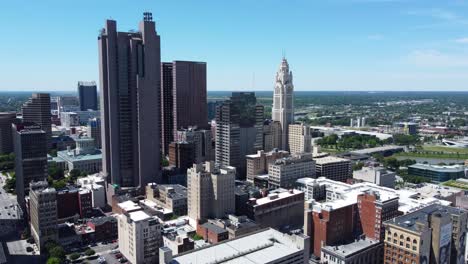 Horizonte-Del-Centro-De-Columbus-Ohio-En-Un-Día-Soleado-Visto-Desde-El-Norte