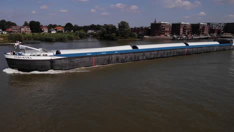 Port-And-Forward-Bow-Of-Tyda-Kyra-Cargo-Ship-On-River-Noord