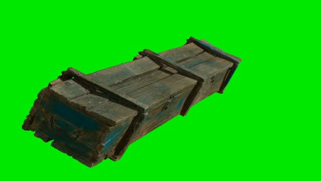 wooden-box-for-weapons-on-green-chromakey-background