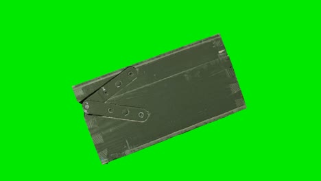 wooden-box-for-weapons-on-green-chromakey-background