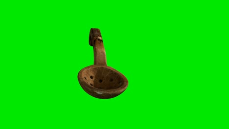 Wooden-Spoon-on-green-chromakey-background