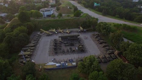 Aerial-view-military-museum-Kiev-city.-Mother-Motherland-statue-in-Ukraine