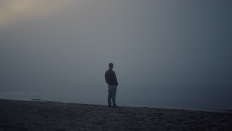 Calm-man-standing-on-beach-at-sea.-Dreamy-guy-enjoying-ocean-landscape