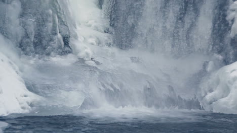 Fließendes-Wasser-Im-Winter.-Eiswasserfall.-Nahaufnahme.-Winterhintergrund