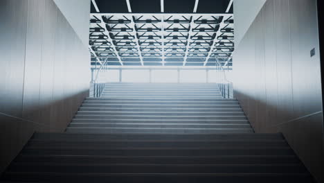 Empty-school-staircase-interior.-Light-shining-through-glass-building-window-.
